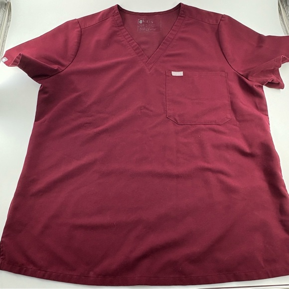 Figs Women’s Maroon Zamora Joggers Catarina Scrub Top Large Petite - Picture 4 of 6